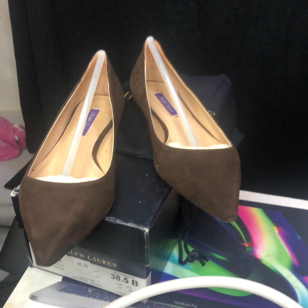Ralph Lauren brown Rina suede ballet flats 38.5